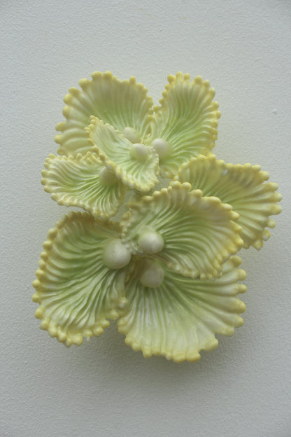 Blooming Coral No. 7 is a compact wall sculpture from Teemu Salonen’s ongoing Blooming Coral series. Smaller in scale than some of the earlier works in the series, it has an intimate, almost jewel-like presence: a clustered organic form that sits lightly on the wall while still carrying the tactile richness of a sculptural object.