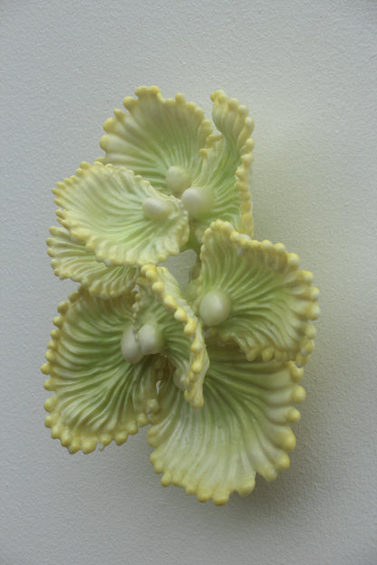 Blooming Coral No. 7 is a small wall sculpture from Teemu Salonen’s ongoing Blooming Coral series. jewel-like presence: a clustered organic form that sits lightly on the wall while still carrying the tactile richness of a sculptural object. 3d-printed PLA, polyester resin, airbrush paint