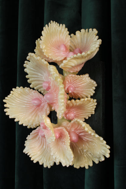 Blooming Coral nro 3 — wall sculpture by Teemu Salonen, close-up of resin coating and paint finish