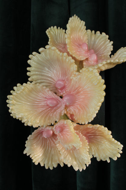 Blooming Coral nro 3 — wall sculpture by Teemu Salonen, back view showing metal hanging loop