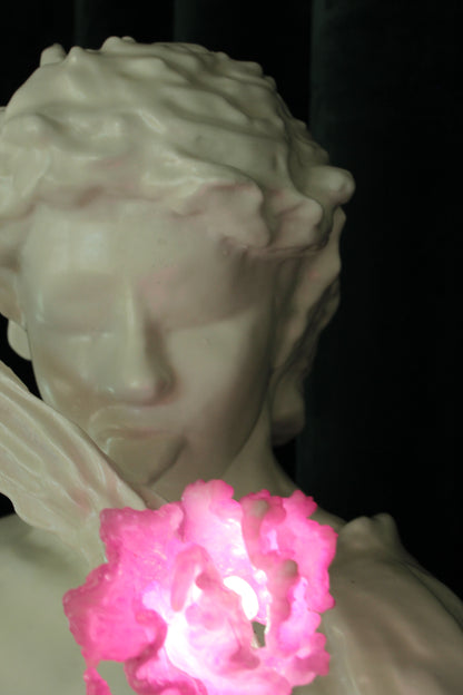 STICK LICKER IN THE FLOWERS — wall-mounted sculpture by Teemu Salonen, blown glass flowers with LED light, 2026