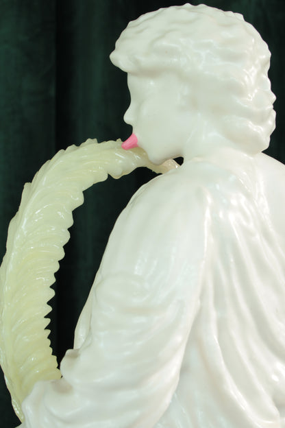 LEAF LICKER nro. 1 — freestanding sculpture by Teemu Salonen, classical figure with organic flowers, biopolymer and resin, 2025