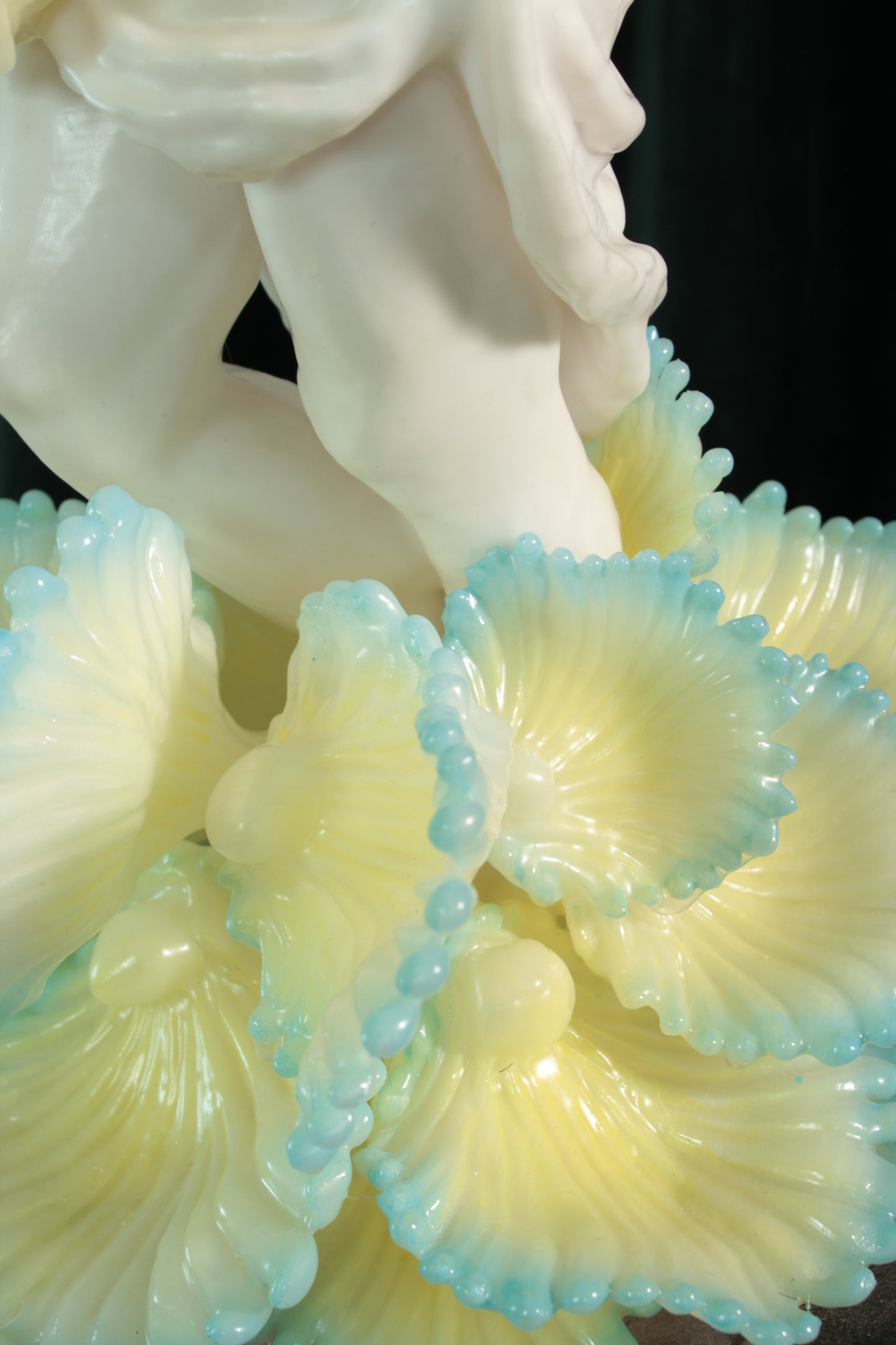 LEAF LICKER nro. 1 — freestanding sculpture by Teemu Salonen, classical figure with organic flowers, biopolymer and resin, 2025