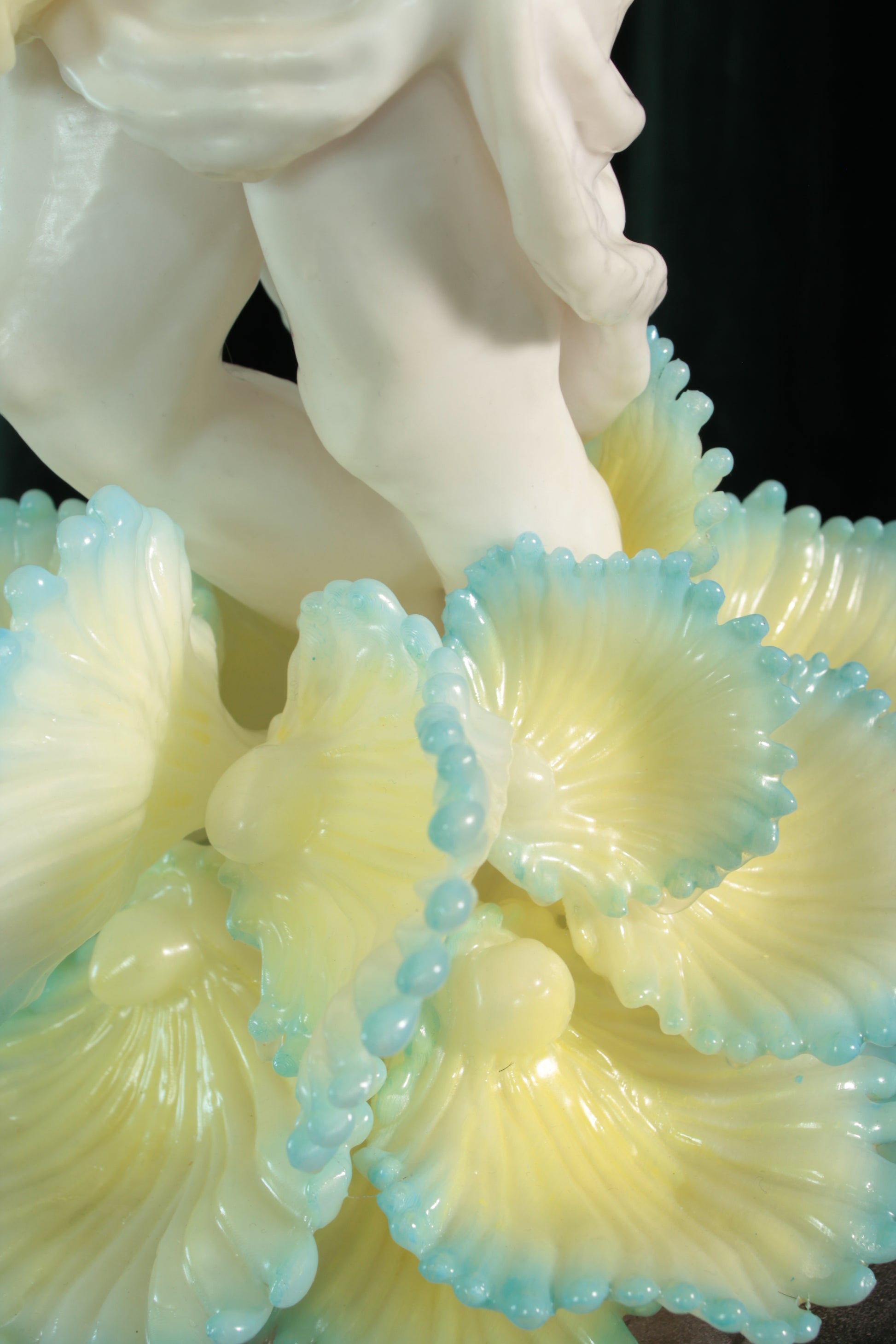LEAF LICKER nro. 1 — freestanding sculpture by Teemu Salonen, classical figure with organic flowers, biopolymer and resin, 2025