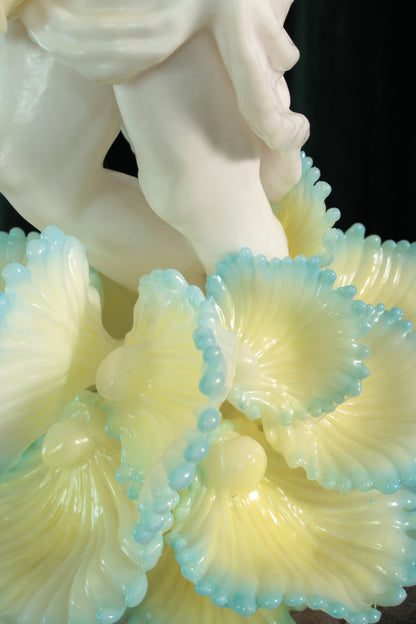 LEAF LICKER nro. 1 — freestanding sculpture by Teemu Salonen, classical figure with organic flowers, biopolymer and resin, 2025