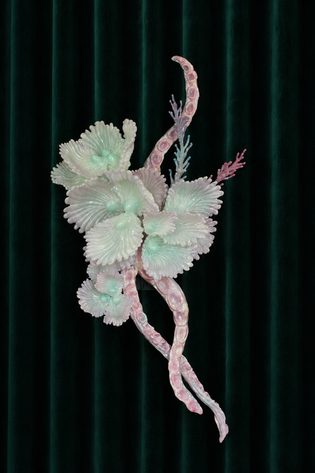 Meduusa sculpture by Teemu Salonen. 3D-printed PLA covered with Polyester resin leyers and airbrush olor
