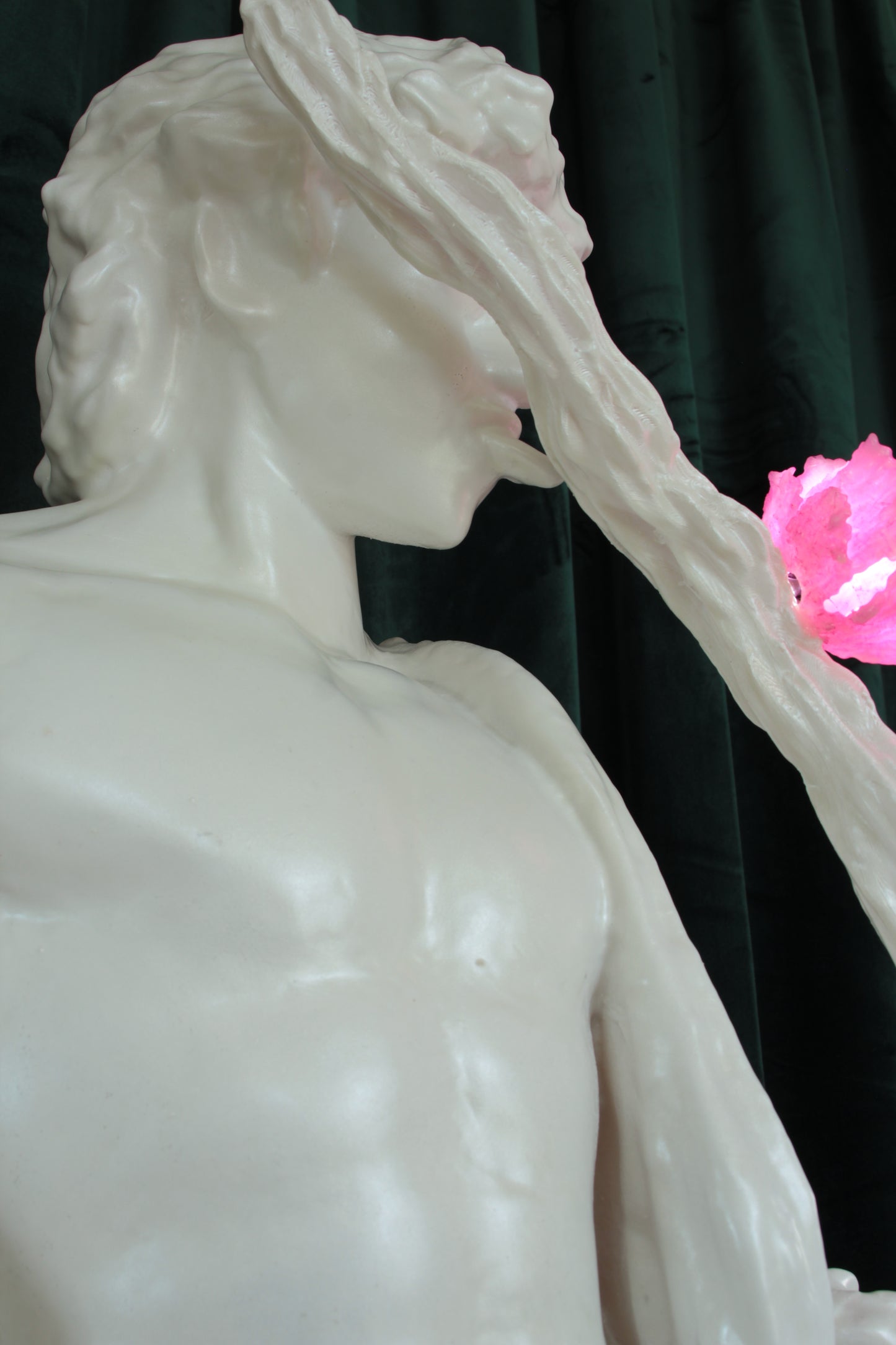 STICK LICKER IN THE FLOWERS — wall-mounted sculpture by Teemu Salonen, blown glass flowers with LED light, 2026